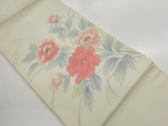JAPANESE NAGOYA OBI / EMBROIDERY / PEONY
